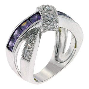 Criss Cross Amethyst Purple Crystals and Blue Luster Diamonds